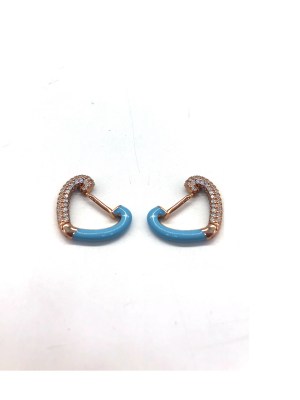 orecchino a forma di cuore in argento 925 con zirconi e smalto celeste